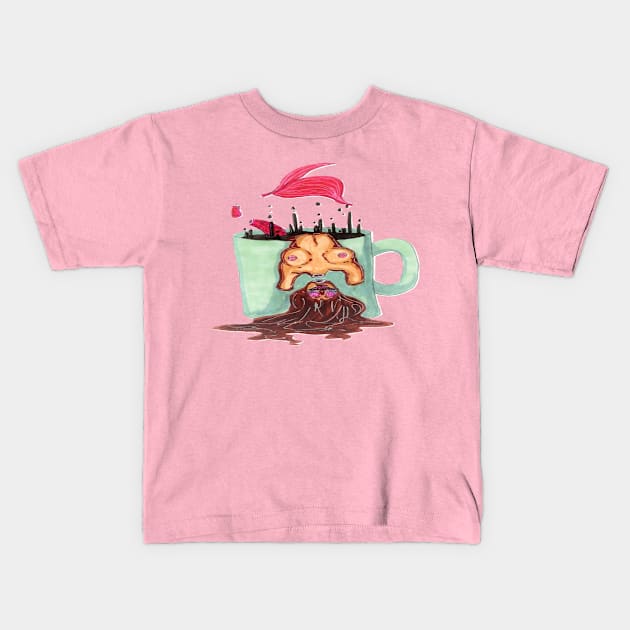 caffeine Kids T-Shirt by nannonthehermit